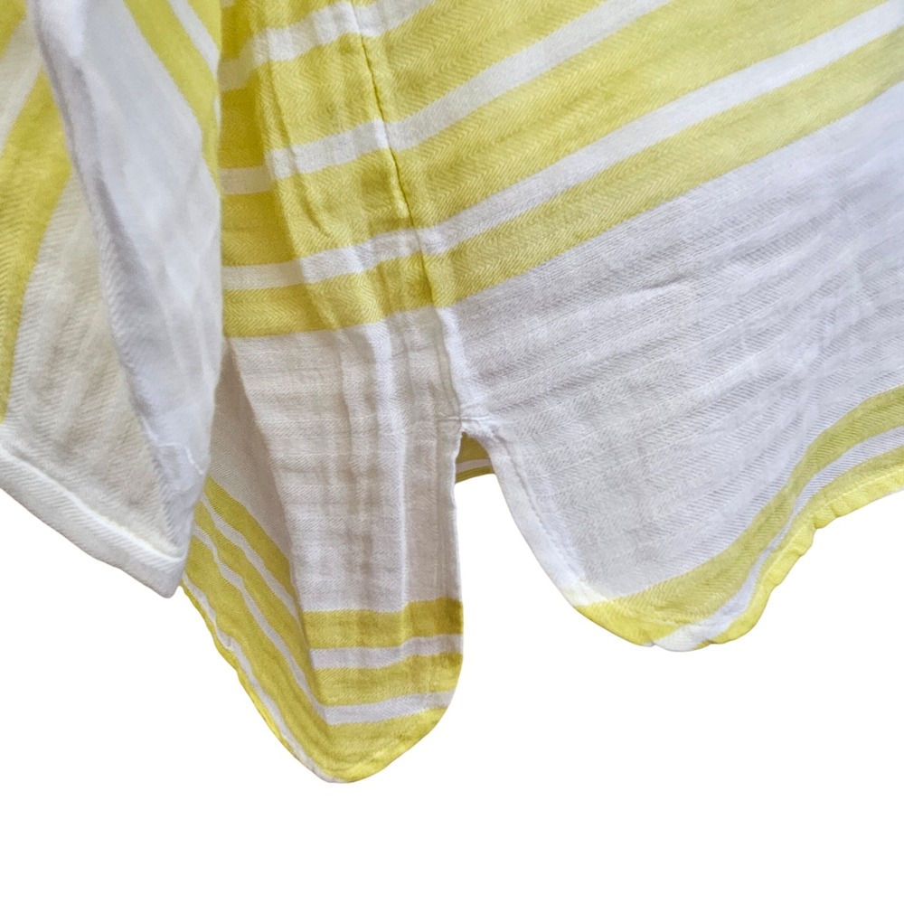 LOFT White And Yellow Striped 100% Cotton Long Sleeve Blouse Size Medium - Picture 6 of 6